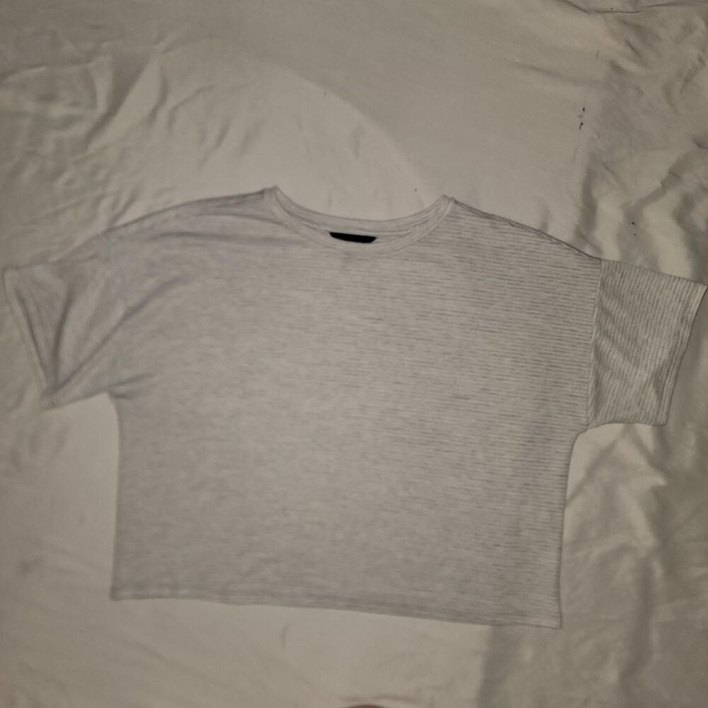 Banana-republic Women's Grey and White T-shirt
